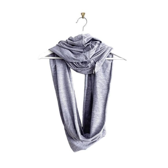 Lululemon Athletica Women's Vinyasa Infinity Scarf Snap Button Stripe Gray - Picture 1 of 6